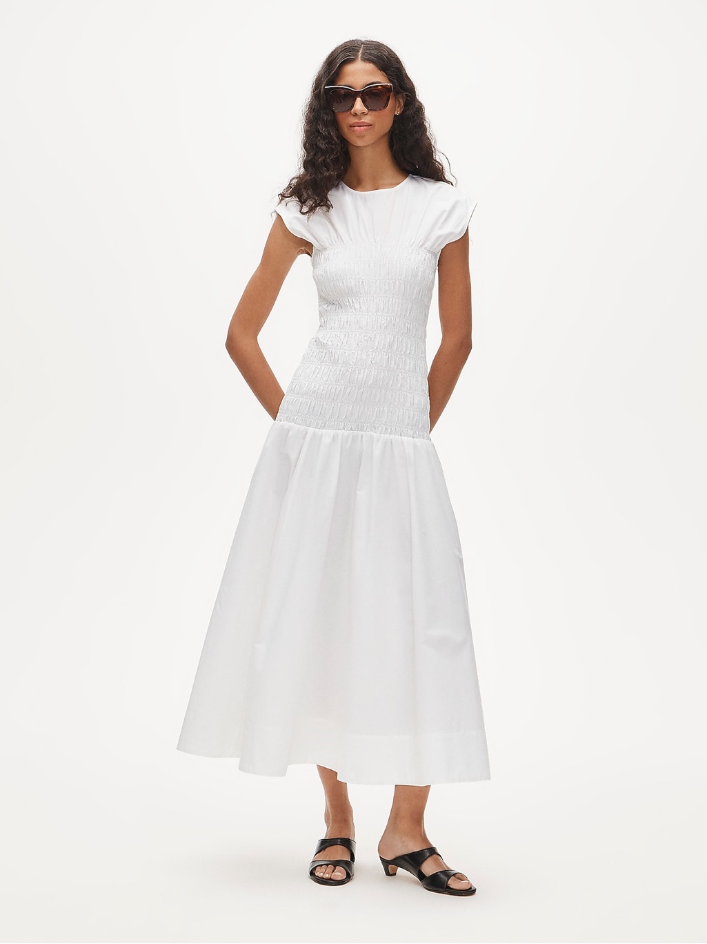 J. Crew Smocked Dress Cotton Poplin White Size Xxs Nwt